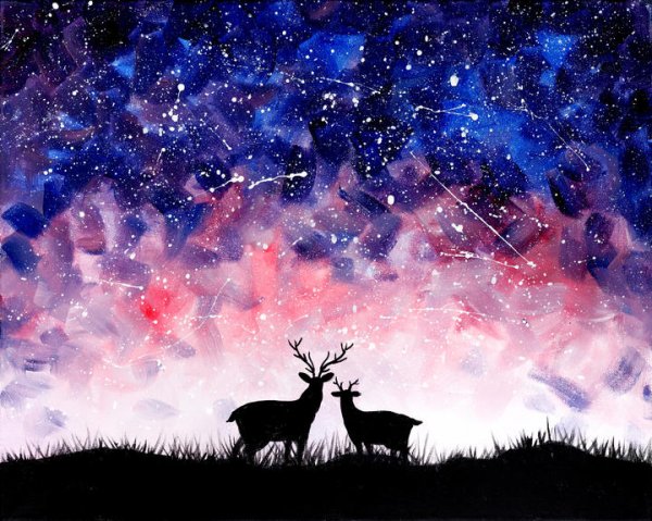 Зимний пейзаж для арт вечеринки