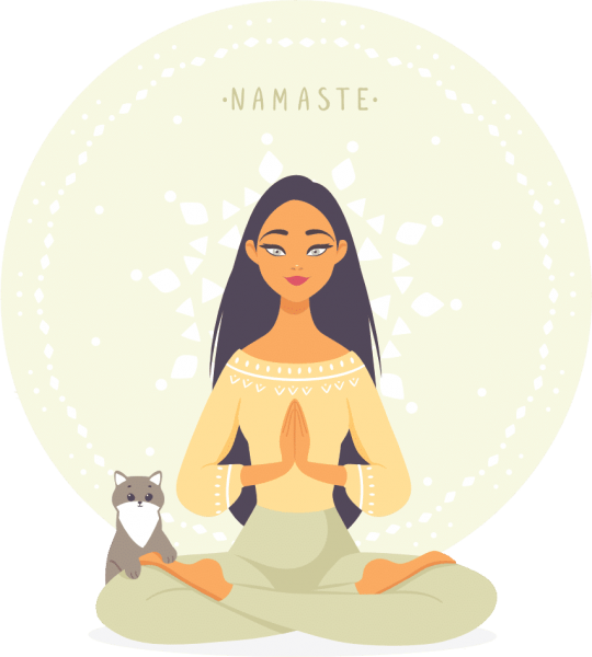 Нарисованная девушка в позе лотоса