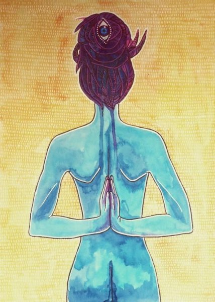 Девушка медитирует арт