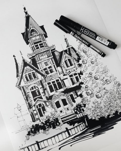 Зарисовки гелиевой ручкой