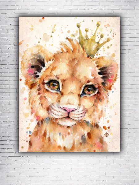 Львенок акварель