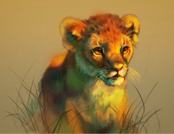 Симба акварелью