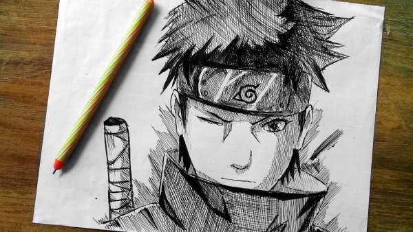 Аниме Наруто карандашом Шисуи