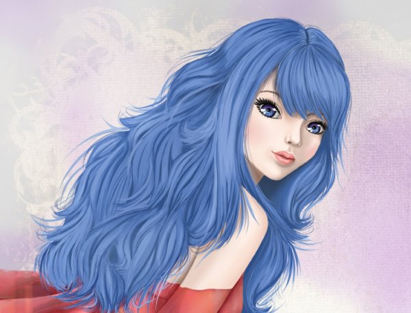 Девушка с голубыми волосами арт