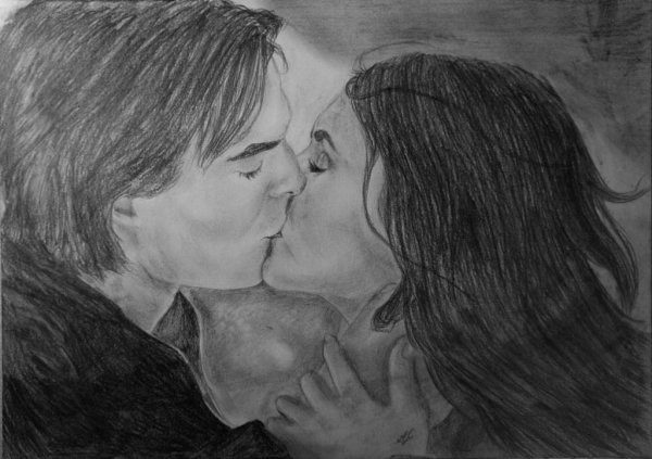 Поцелуй рисунок карандашом