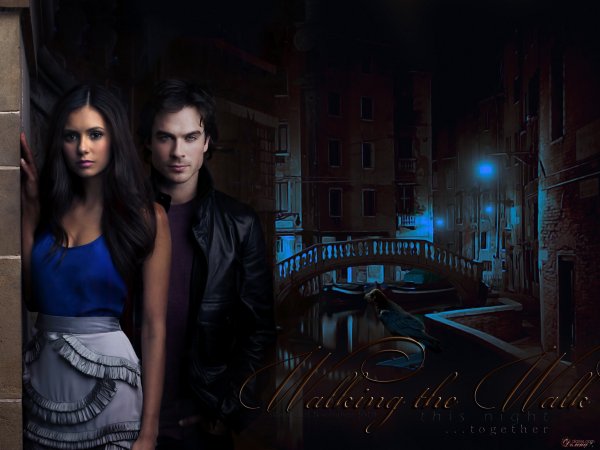 Деймон и Елена карандашом