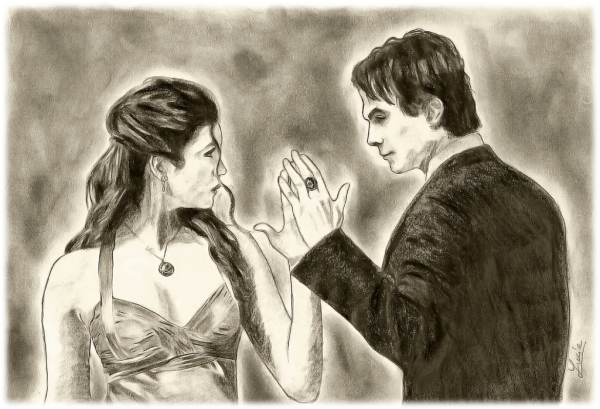 Деймон и Елена арты