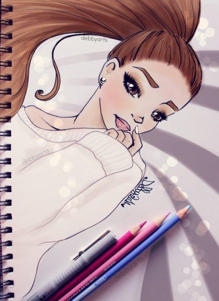 Рисунки девочек в скетчбуке