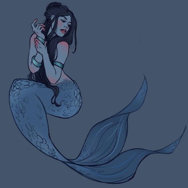 Русалка сидит на Камне референс