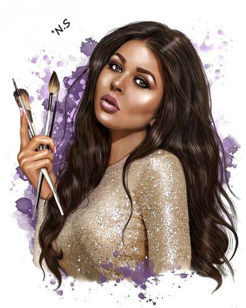 Нарисованная девушка Бьюти