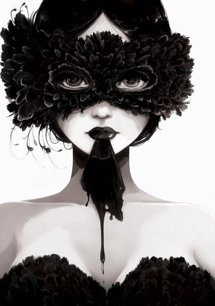 Девушка в маске арт