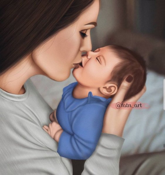 Нарисовать девушку с ребенком красиво