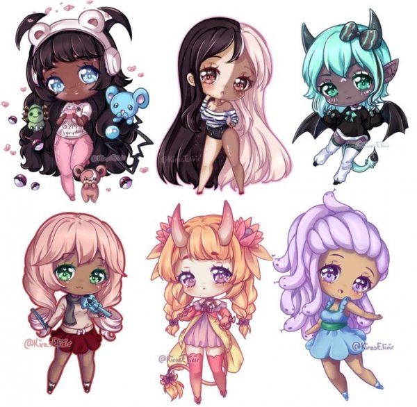 Разные стили рисования Чиби