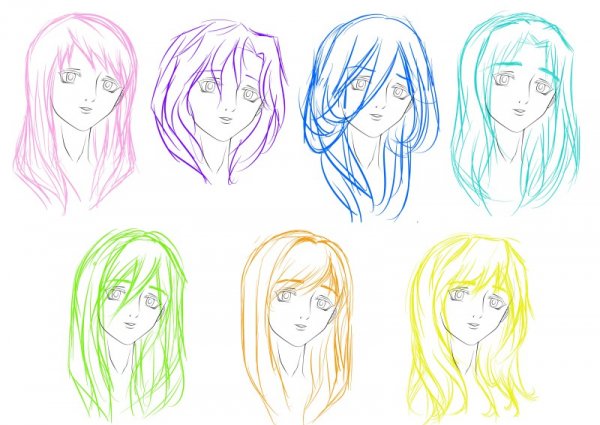 Причёски для рисования аниме