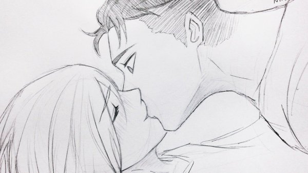 Аниме поцелуй карандашом