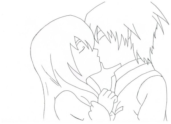 Раскраски аниме поцелуи