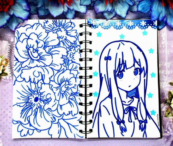 Аниме для срисовки в скетчбук