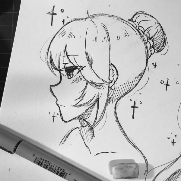 Рисование аниме для скетчбука