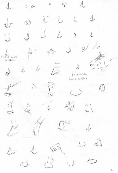 Наброски носа аниме