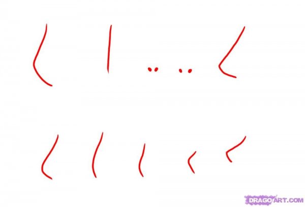 Поэтапное рисование носа аниме