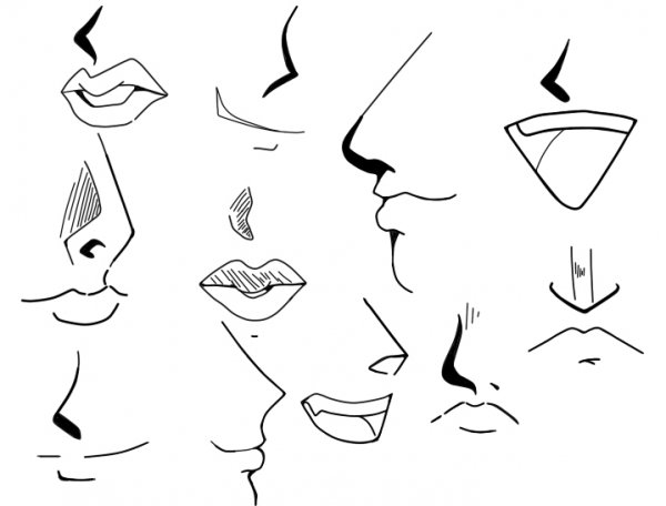 Рисование носа аниме