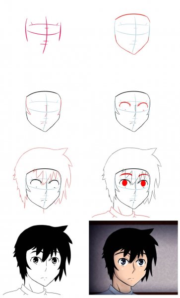 Рисование аниме пошагово