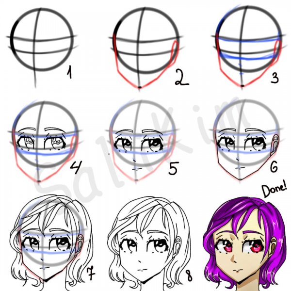 Лицо для рисования аниме