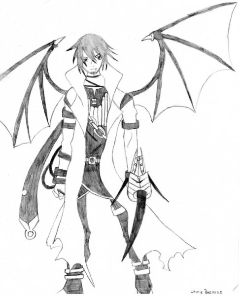 Аниме парни демоны карандашом