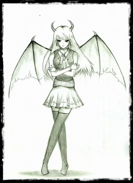 Рисунки для срисовки демоны девушки