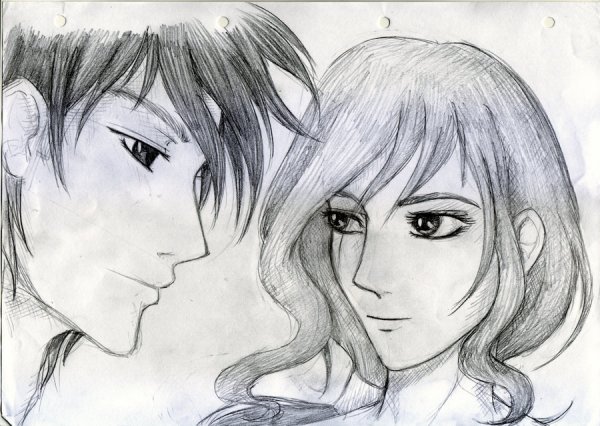 Аниме парень и девушка рисунок