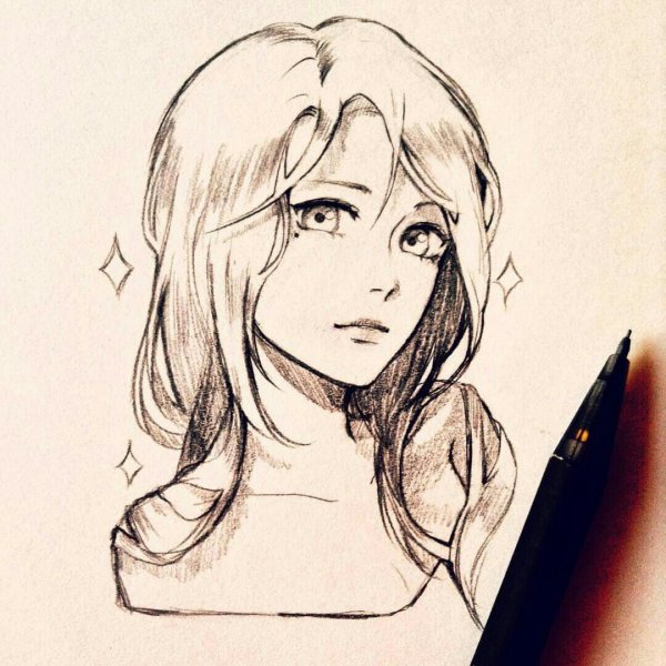 Арт скетч девушки хана