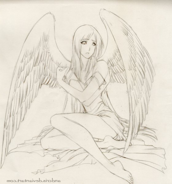 Рисунки карандашом девушки ангелы