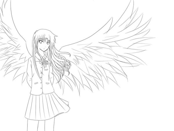 Раскраски аниме девушек ангелов