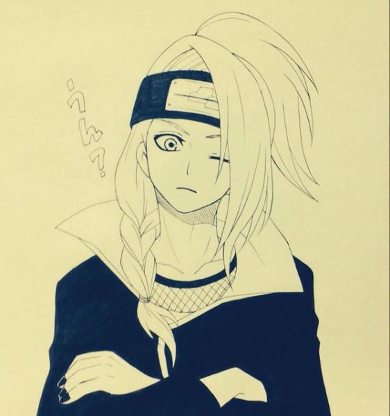 Дейдара Тсукури чёрно белый