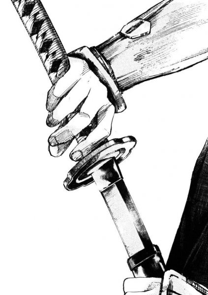 Самурайский меч в руке