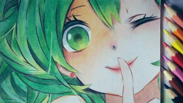 Аниме карандашами разноцветными