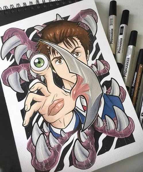 Паразит Шиничи зарисовки