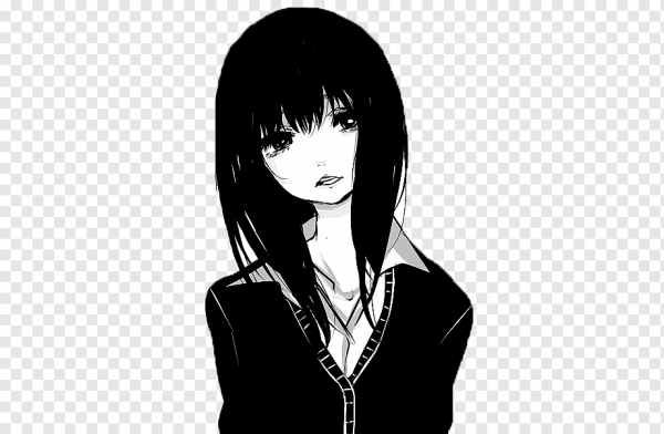 Аниме девушки черно белые