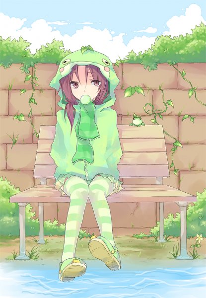 Аниме девочка в костюме динозавра