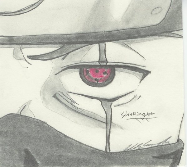 Мангекью Шаринган Итачи карандашом