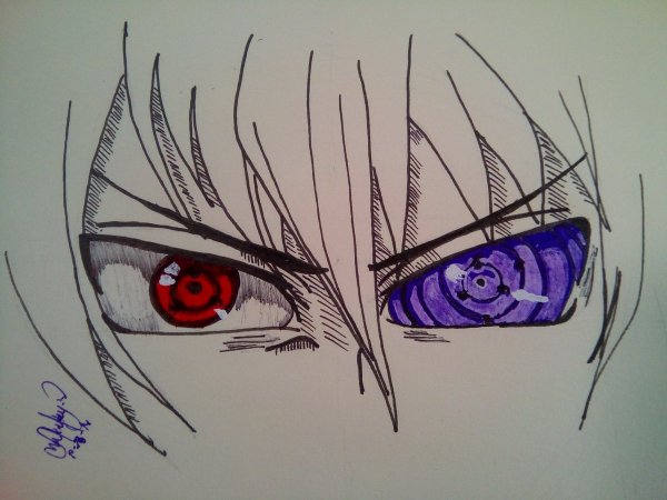 Набросок Шаринган Саске