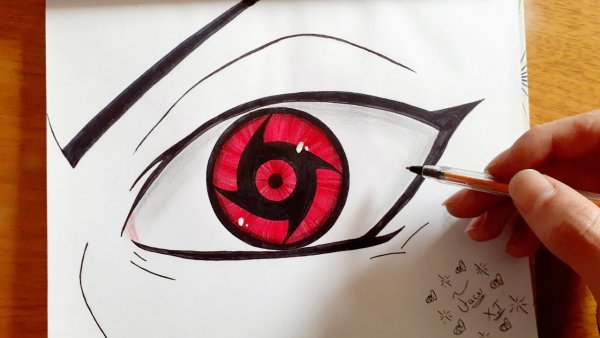 Шаринган рисунок карандашом