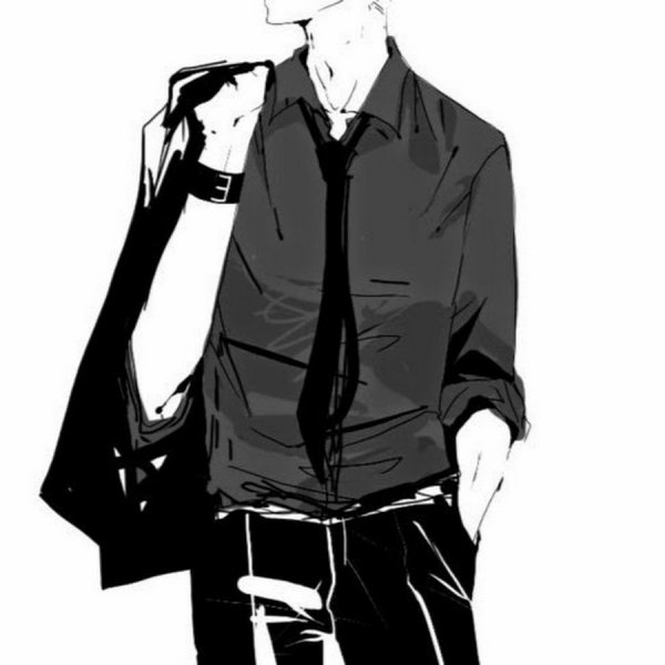 Аниме парень в черной рубашке