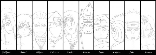 Акацуки из Наруто карандашом
