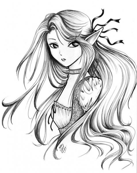 Эльфийка карандашом