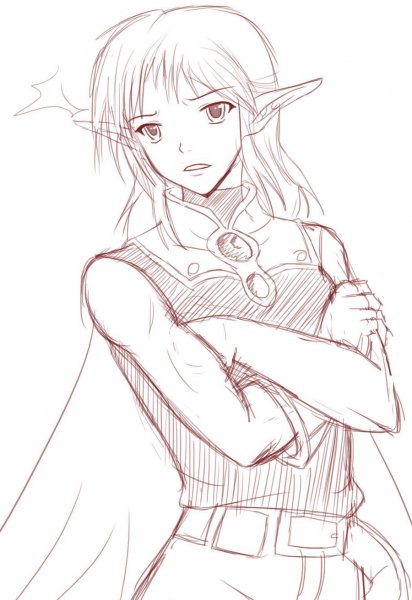 Аниме карандашом эльфичка
