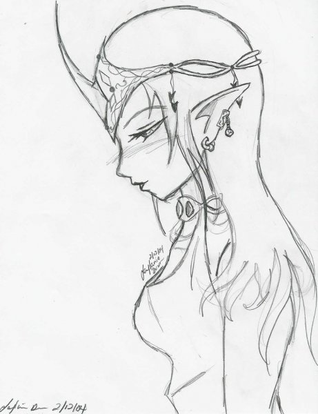 Скетч девушки эльфа