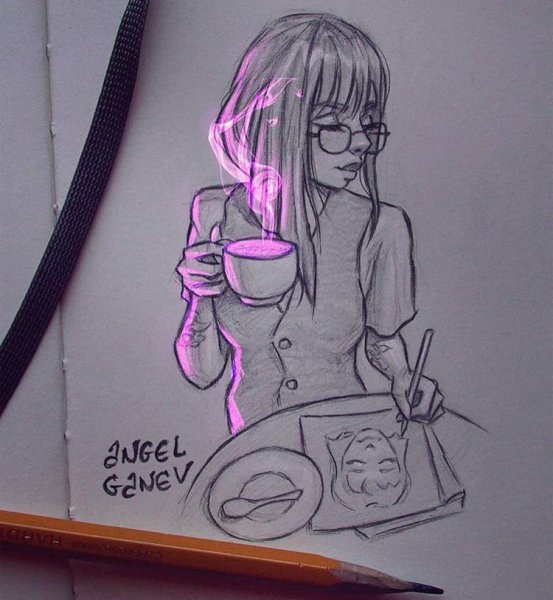 Неоновые рисунки для срисовки