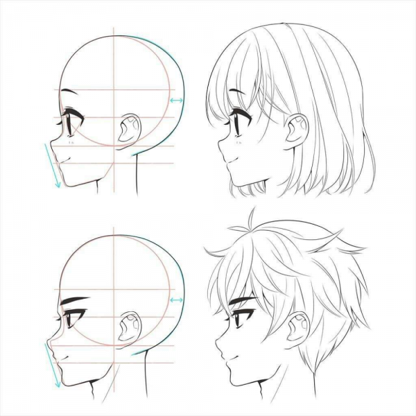 Аниме лицо сбоку