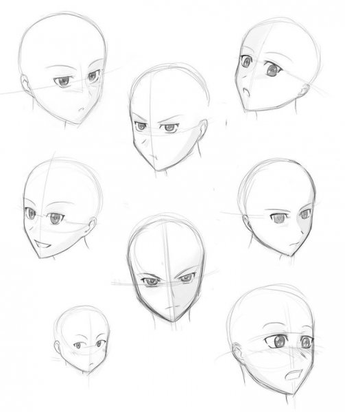 Рисование головы аниме